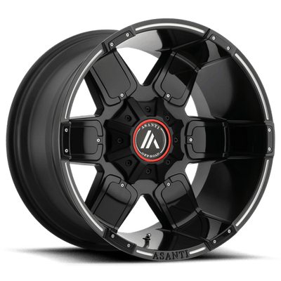 Asanti Off Road AB811 WARTHOG 20X9 SATIN BLACK MILLED W/ GLOSS BLACK ACCENTS