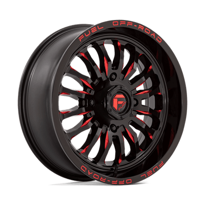 Fuel UTV D822 ARC UTV 18X7 GLOSS BLACK MILLED RED