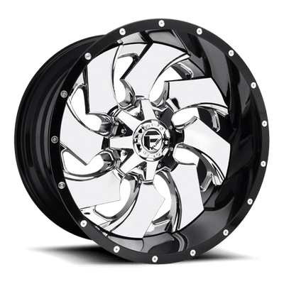 Fuel 2PC D240 CLEAVER 22X10 CHROME PLATED GLOSS BLACK LIP