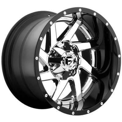 Fuel 2PC D263 RENEGADE 22X10 CHROME PLATED GLOSS BLACK LIP
