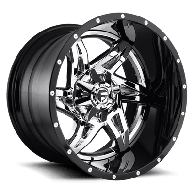 Fuel 2PC D272 ROCKER 22X10 CHROME PLATED GLOSS BLACK LIP