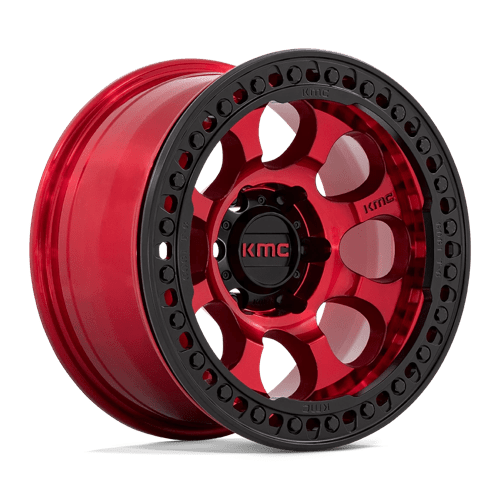 KMC KM237 RIOT BEADLOCK 17X9 CANDY RED W/ SATIN BLACK RING