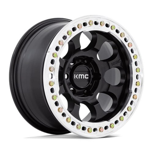 KMC KM237 RIOT BEADLOCK 17X9 SATIN BLACK W/ MACHINED RING