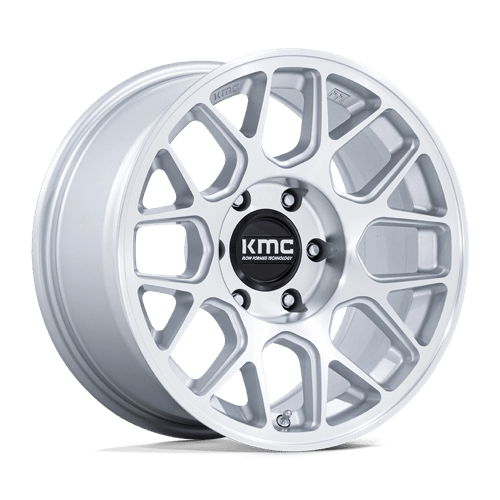KMC KM730 HATCHET 17X8.5 GLOSS SILVER W/ MACHINED FACE