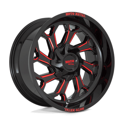 Moto Metal MO999 20X10 GLOSS BLACK MILLED W/ RED TINT