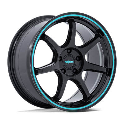 Rotiform RC208 BPU 18X9.5 GLOSS BLACK W/ TEAL STRIPE