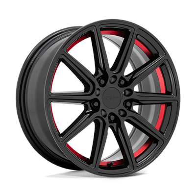 Ruff THROTTLE 17X7.5 GLOSS BLACK W/ MACHINED RED INNER LIP