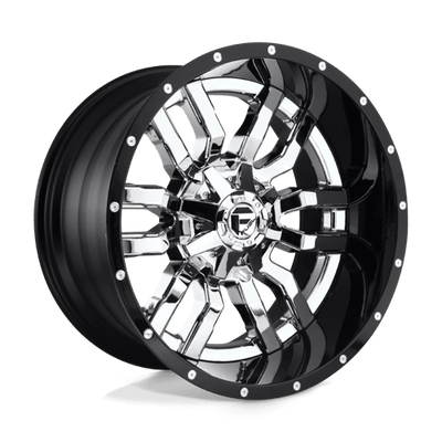 Fuel 2PC D270 SLEDGE 20X12 CHROME PLATED GLOSS BLACK LIP