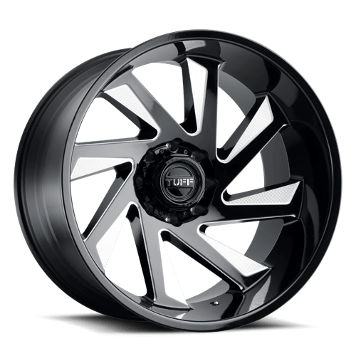 Tuff T1B 24X14 GLOSS BLACK W/ MILLED SPOKES