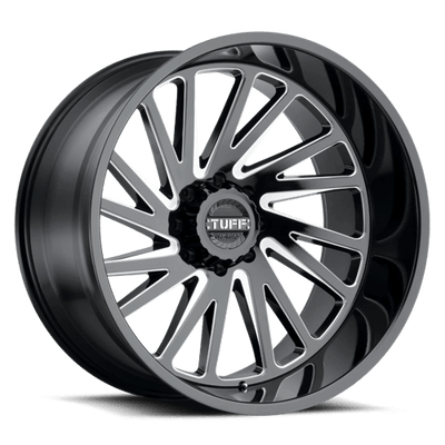 Tuff T2A 20X12 GLOSS BLACK W/ MILLED SPOKES