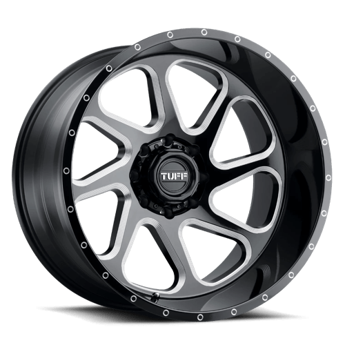 Tuff T2B 24X14 GLOSS BLACK W/ MILLED SPOKES