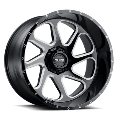 Tuff T2B 26X14 GLOSS BLACK W/ MILLED SPOKES