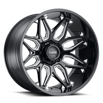 Tuff T3B 22X12 GLOSS BLACK W/ MILLED SPOKES