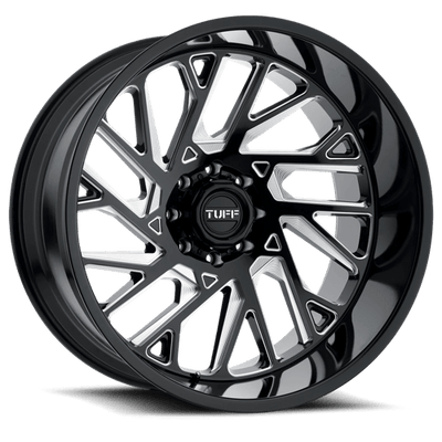 Tuff T4B 24X14 GLOSS BLACK W/ MILLED SPOKES