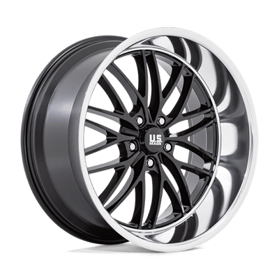 US Mag 1PC U138 SANTA CRUZ 22X10.5 GLOSS BLACK W/ DIAMOND CUT LIP