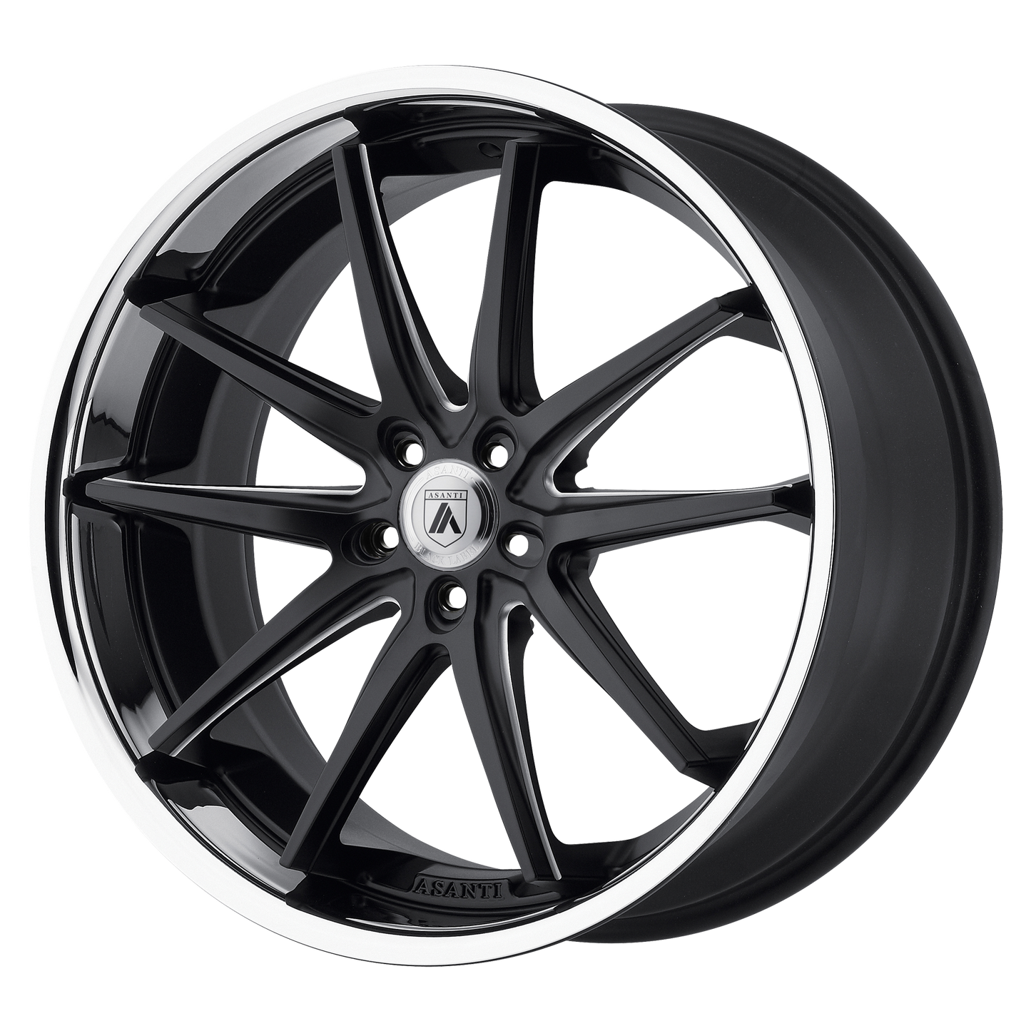 Asanti Black ABL-5 ALTAIR 20X10 MATTE BLACK MILLED W/ SS LIP