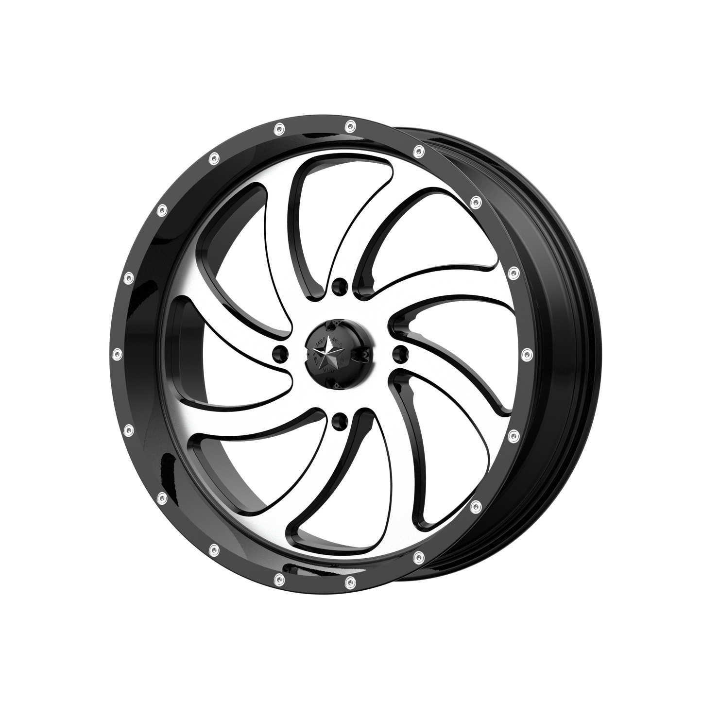 MSA Offroad Wheels M36 SWITCH 22X7 MACHINED GLOSS BLACK
