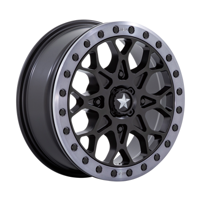MSA Offroad Wheels M48 PORTAL BEADLOCK 15X6 SATIN BLACK W/ GRAY TINT RING