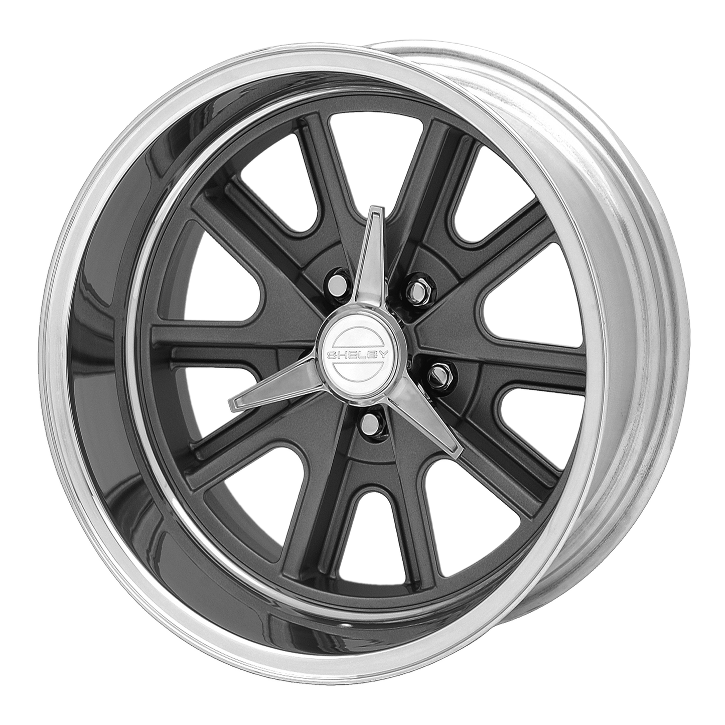 American Racing Vintage VN427 SHELBY COBRA 18X8 MAG GRAY W/ CENTER POLISHED BARREL