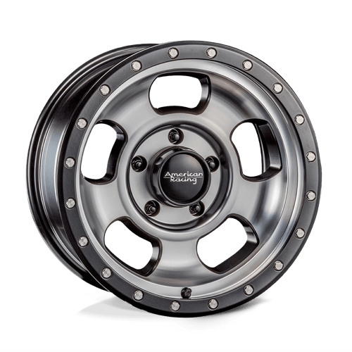 American Racing AR969 ANSEN OFFROAD 17X9 SATIN BLACK MACHINED W/ SATIN BLACK RING