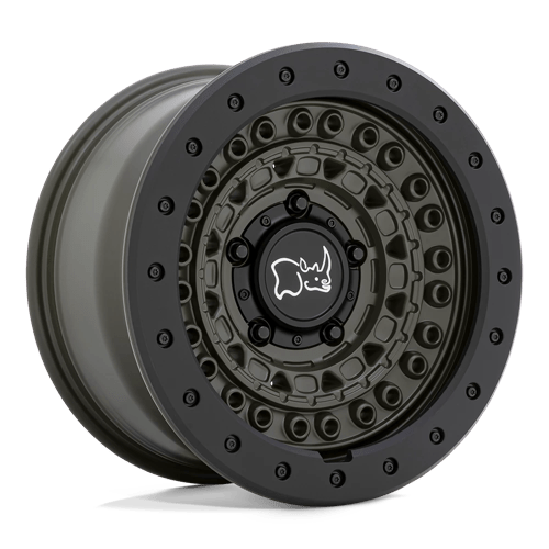 Black Rhino Hard Alloys BARRICADE 17X8.5 OLIVE DRAB GREEN W/ BLACK ROCK GUARD