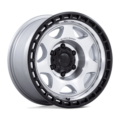 Black Rhino Hard Alloys BR018 VOYAGER 17X8.5 SILVER MACHINED W/ M-BLACK LIP