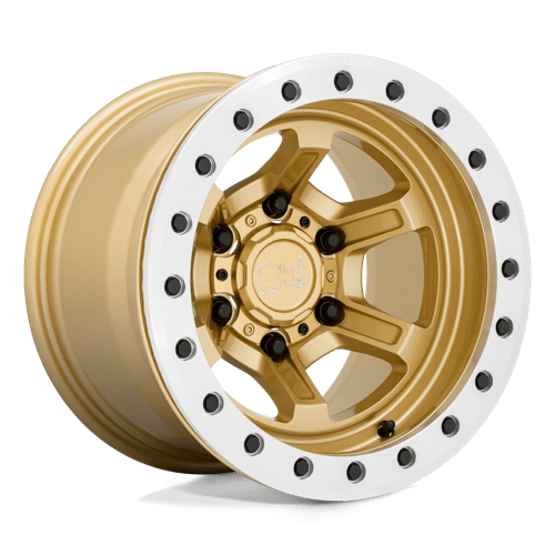 Black Rhino Hard Alloys OFFSHOOT BEADLOCK 15X10 GLOSS GOLD W/ MACHINED RING