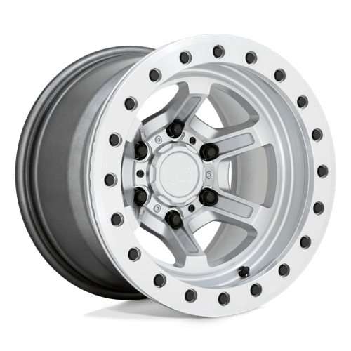 Black Rhino Hard Alloys OFFSHOOT BEADLOCK 15X10 GLOSS SILVER W/ MACHINED FACE