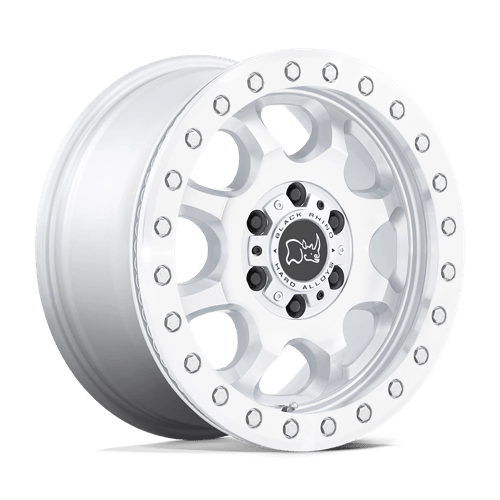 Black Rhino Hard Alloys VENTURE BEADLOCK 17X8 GLOSS SILVER W/ MACHINED FACE