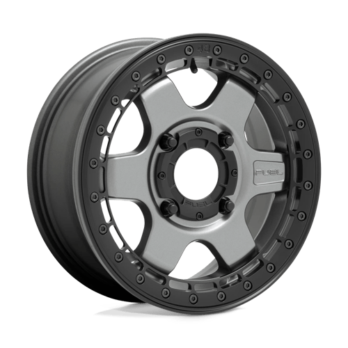 Fuel UTV D923 BLOCK BEADLOCK 15X6 MATTE GUN METAL W/ BLACK RING