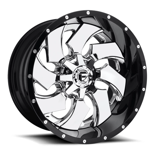 Fuel 2PC D240 CLEAVER 22X10 CHROME PLATED GLOSS BLACK LIP
