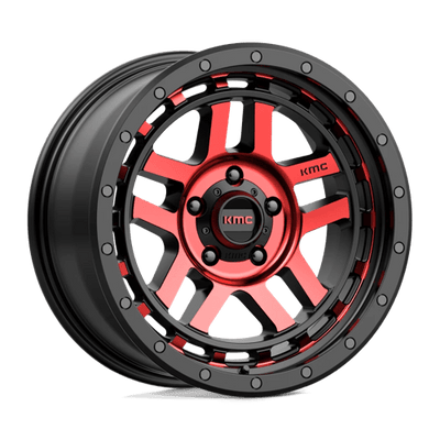 KMC KM540 RECON 18X8.5 GLOSS BLACK MACHINED W/ RED TINT