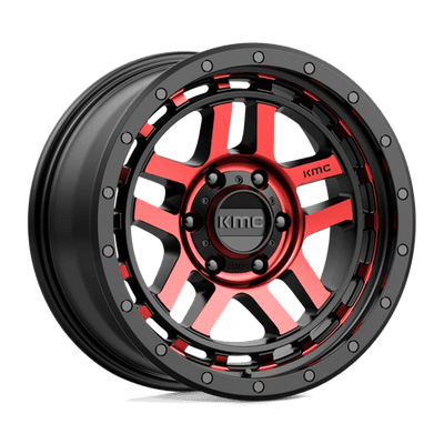 KMC KM540 RECON 18X8.5 GLOSS BLACK MACHINED W/ RED TINT