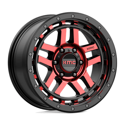 KMC KM540 RECON 18X8.5 GLOSS BLACK MACHINED W/ RED TINT