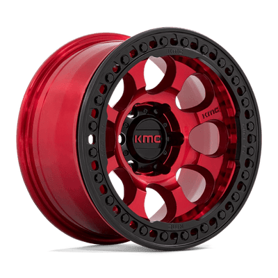 KMC KM237 RIOT BEADLOCK 17X9 CANDY RED W/ SATIN BLACK RING