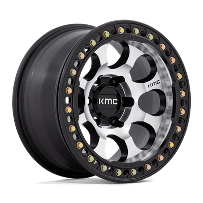 KMC KM237 RIOT BEADLOCK 17X9 MACHINED FACE SATIN BLACK WINDOWS & RING