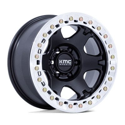 KMC KM238 VI BEADLOCK 17X9 SATIN BLACK W/ MACHINED RING