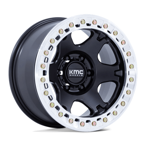 KMC KM238 VI BEADLOCK 17X9 SATIN BLACK W/ MACHINED RING