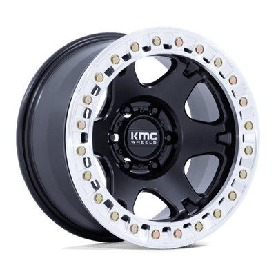 KMC KM238 VI BEADLOCK 17X9 SATIN BLACK W/ MACHINED RING