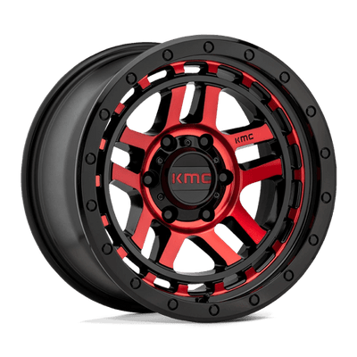 KMC KM540 RECON 17X9 GLOSS BLACK MACHINED W/ RED TINT