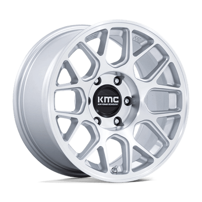 KMC KM730 HATCHET 17X8.5 GLOSS SILVER W/ MACHINED FACE