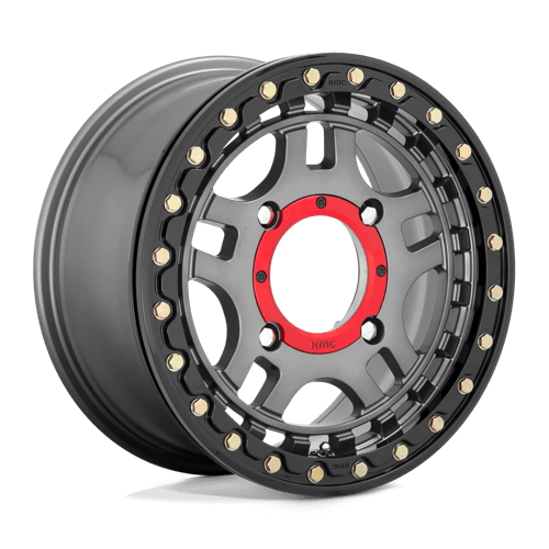 KMC Powersports KS240 RECON BEADLOCK 14X7 GUN METAL W/ GLOSS BLACK RING