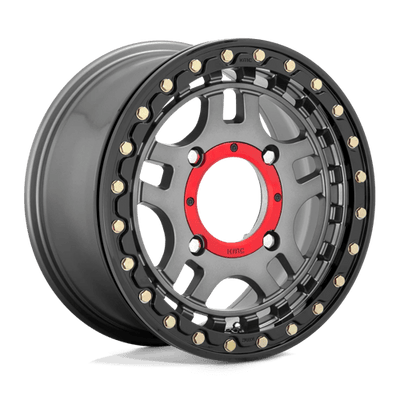 KMC Powersports KS240 RECON BEADLOCK 14X7 GUN METAL W/ GLOSS BLACK RING
