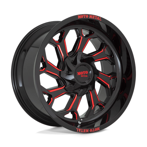 Moto Metal MO999 20X10 GLOSS BLACK MILLED W/ RED TINT