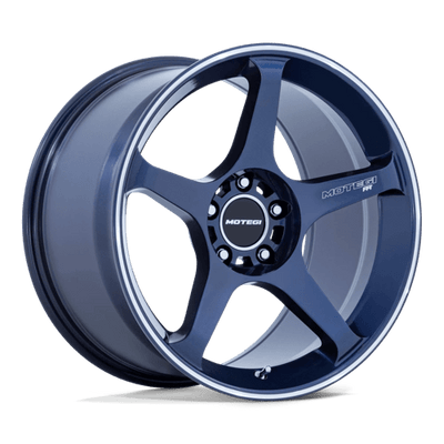 Motegi MR159 BATTLE V 18X9.5 OBSIDIAN BLUE W/ MACHINED LIP STRIPE