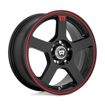 Motegi MR116 FS5 16X7 MATTE BLACK W/ RED STRIPE