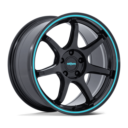 Rotiform RC208 BPU 19X8.5 GLOSS BLACK W/ TEAL STRIPE