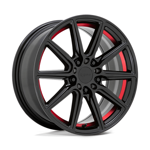 Ruff THROTTLE 17X7.5 GLOSS BLACK W/ MACHINED RED INNER LIP