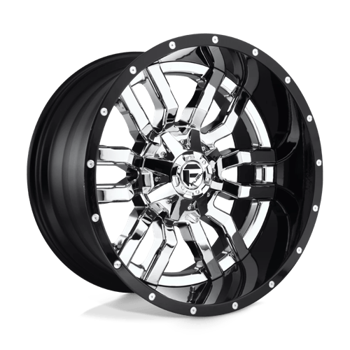 Fuel 2PC D270 SLEDGE 20X12 CHROME PLATED GLOSS BLACK LIP