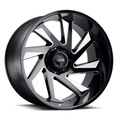 Tuff T1B 24X14 GLOSS BLACK W/ MILLED SPOKES